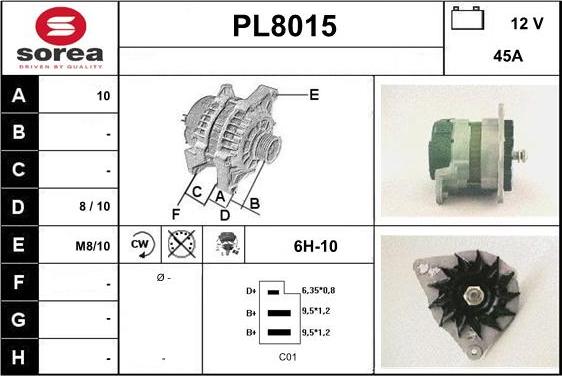 SNRA PL8015 - Alternator autospares.lv