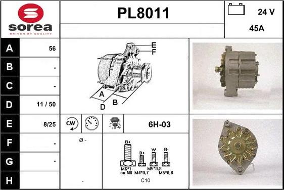 SNRA PL8011 - Alternator autospares.lv