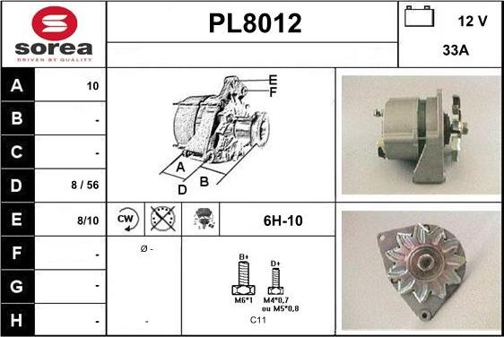 SNRA PL8012 - Alternator autospares.lv