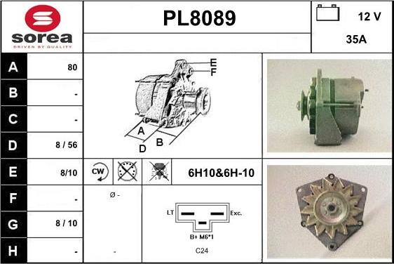 SNRA PL8089 - Alternator autospares.lv
