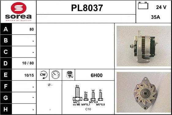 SNRA PL8037 - Alternator autospares.lv