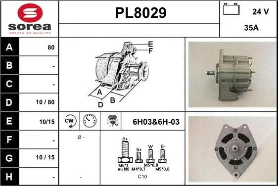 SNRA PL8029 - Alternator autospares.lv