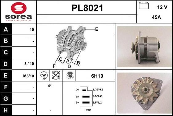 SNRA PL8021 - Alternator autospares.lv