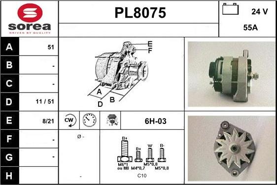 SNRA PL8075 - Alternator autospares.lv