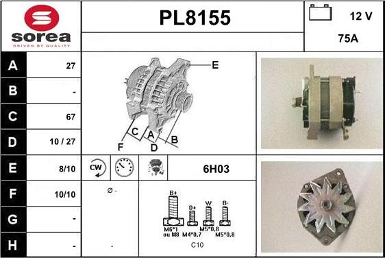 SNRA PL8155 - Alternator autospares.lv