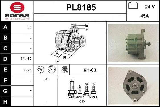 SNRA PL8185 - Alternator autospares.lv
