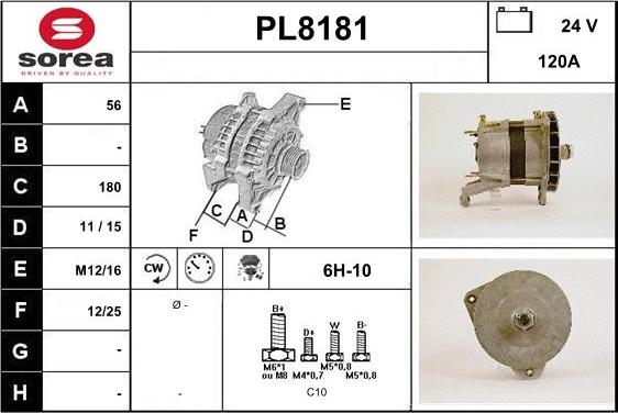 SNRA PL8181 - Alternator autospares.lv