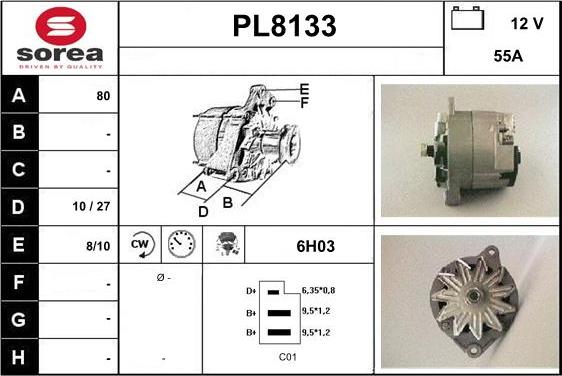 SNRA PL8133 - Alternator autospares.lv