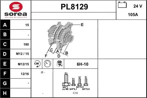 SNRA PL8129 - Alternator autospares.lv