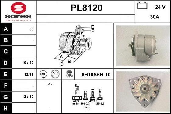 SNRA PL8120 - Alternator autospares.lv