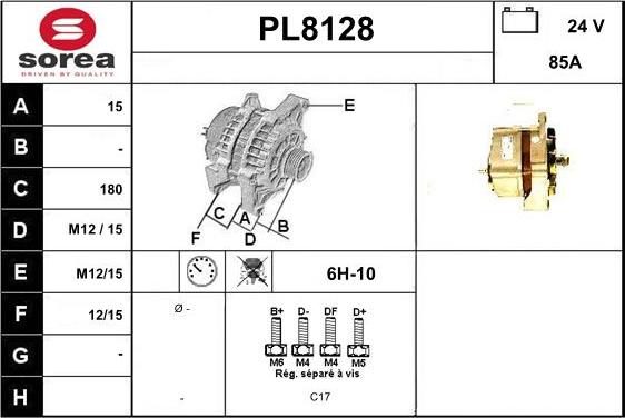 SNRA PL8128 - Alternator autospares.lv