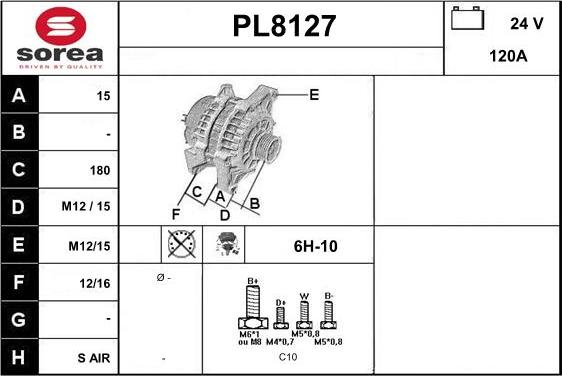 SNRA PL8127 - Alternator autospares.lv