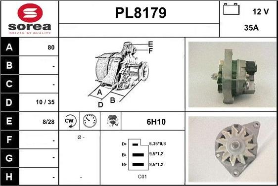 SNRA PL8179 - Alternator autospares.lv