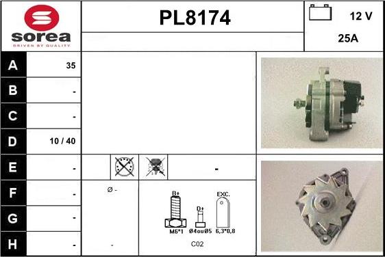 SNRA PL8174 - Alternator autospares.lv