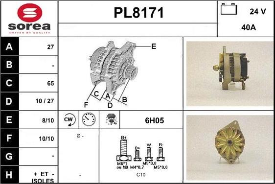 SNRA PL8171 - Alternator autospares.lv