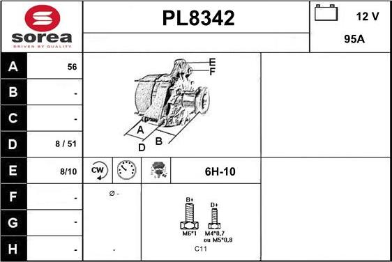 SNRA PL8342 - Alternator autospares.lv