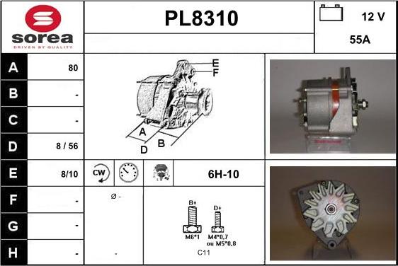 SNRA PL8310 - Alternator autospares.lv