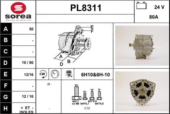 SNRA PL8311 - Alternator autospares.lv