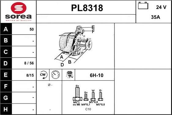 SNRA PL8318 - Alternator autospares.lv