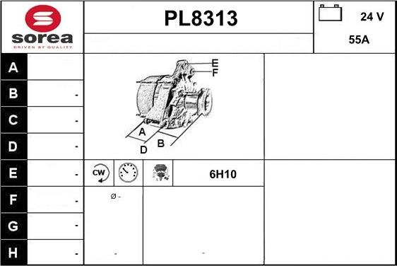 SNRA PL8313 - Alternator autospares.lv