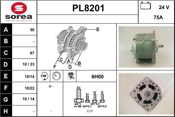 SNRA PL8201 - Alternator autospares.lv