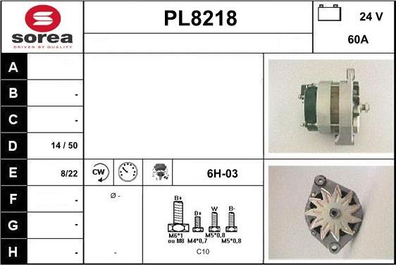 SNRA PL8218 - Alternator autospares.lv