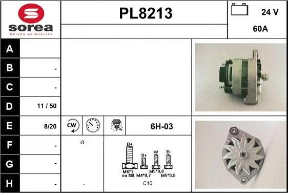 SNRA PL8213 - Alternator autospares.lv