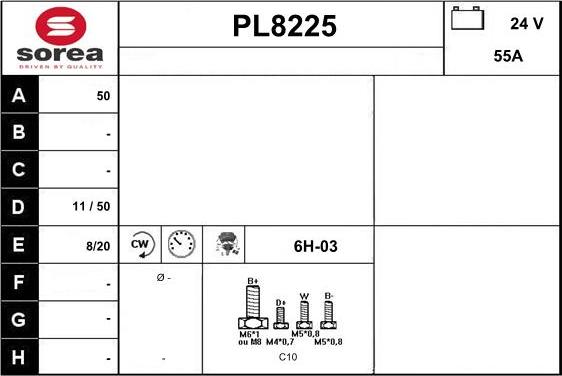 SNRA PL8225 - Alternator autospares.lv