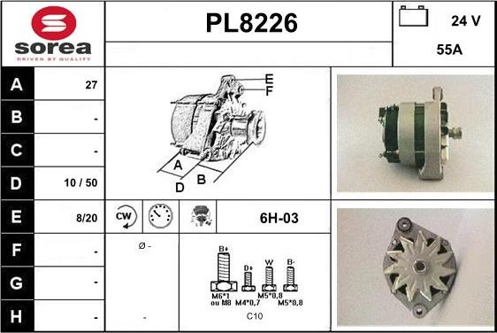 SNRA PL8226 - Alternator autospares.lv