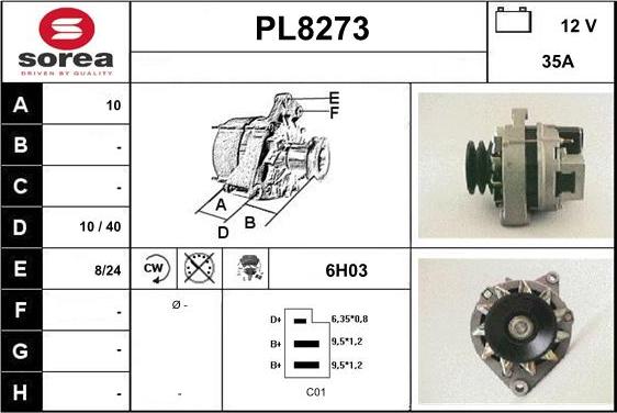 SNRA PL8273 - Alternator autospares.lv