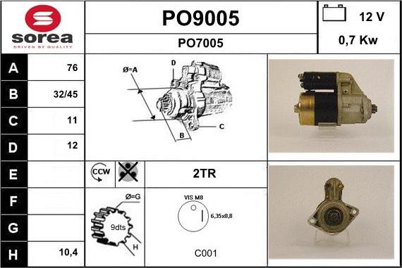 SNRA PO9005 - Starter autospares.lv