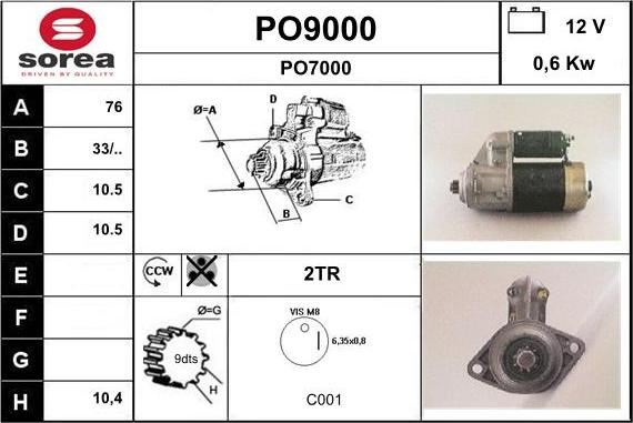 SNRA PO9000 - Starter autospares.lv