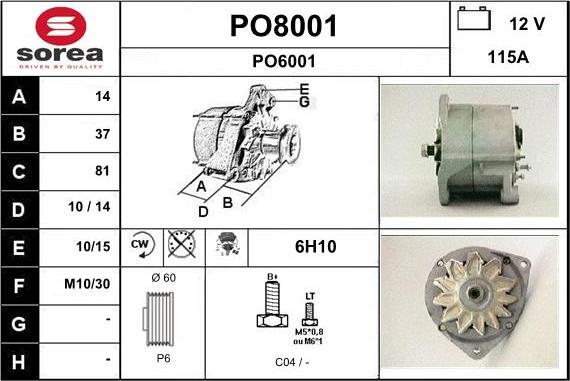 SNRA PO8001 - Alternator autospares.lv