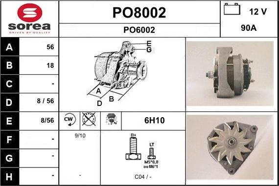 SNRA PO8002 - Alternator autospares.lv