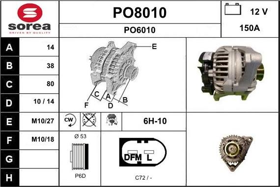 SNRA PO8010 - Alternator autospares.lv