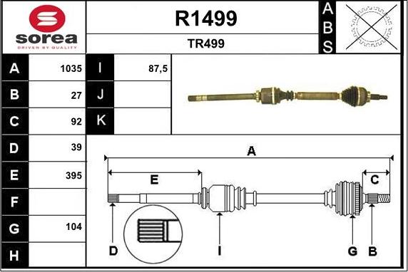 SNRA R1499 - Drive Shaft autospares.lv