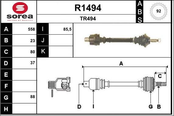 SNRA R1494 - Drive Shaft autospares.lv