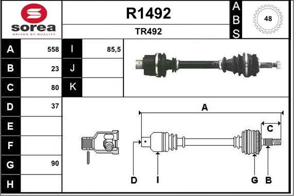 SNRA R1492 - Drive Shaft autospares.lv