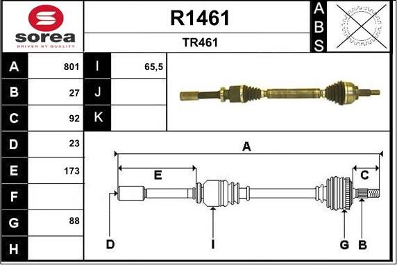 SNRA R1461 - Drive Shaft autospares.lv