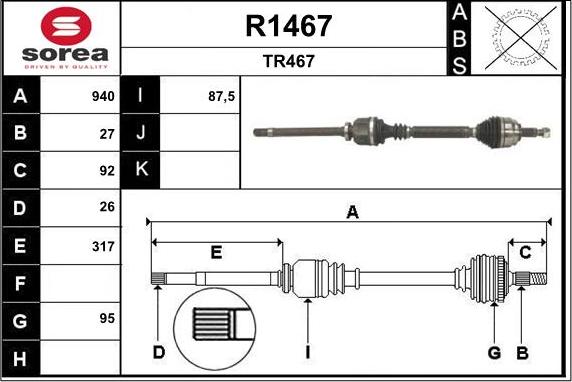 SNRA R1467 - Drive Shaft autospares.lv