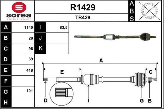 SNRA R1429 - Drive Shaft autospares.lv