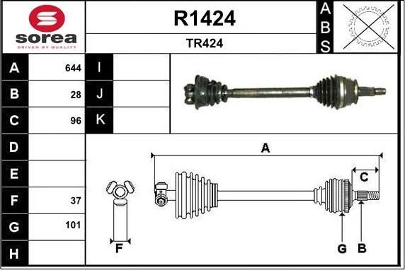 SNRA R1424 - Drive Shaft autospares.lv