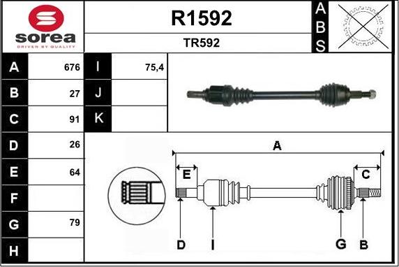 SNRA R1592 - Drive Shaft autospares.lv