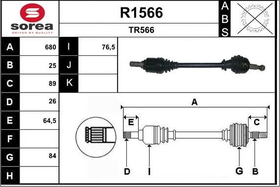 SNRA R1566 - Drive Shaft autospares.lv