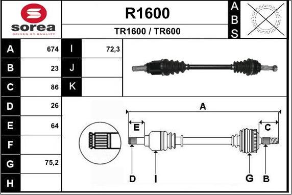 SNRA R1600 - Drive Shaft autospares.lv