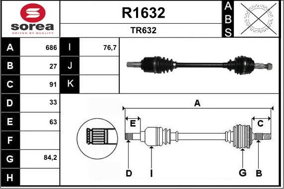 SNRA R1632 - Drive Shaft autospares.lv