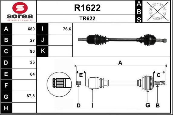 SNRA R1622 - Drive Shaft autospares.lv