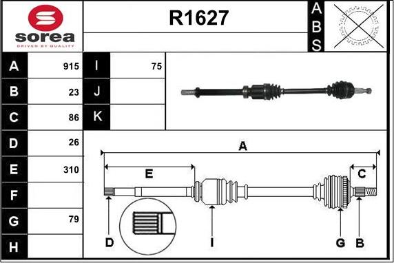 SNRA R1627 - Drive Shaft autospares.lv