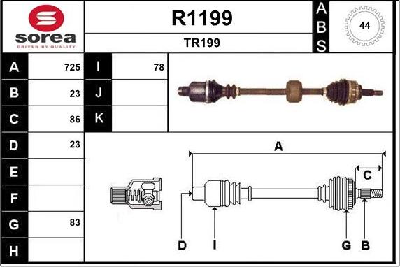 SNRA R1199 - Drive Shaft autospares.lv