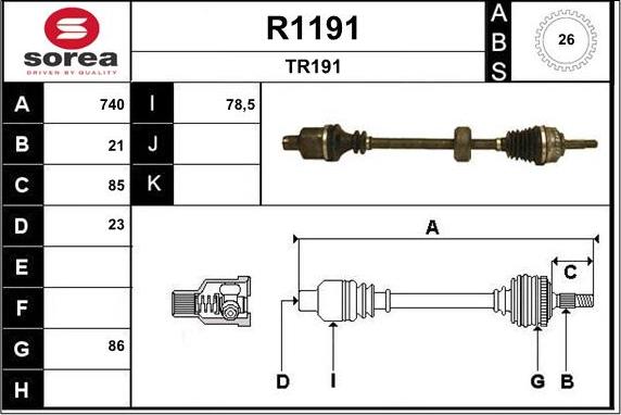 SNRA R1191 - Drive Shaft autospares.lv